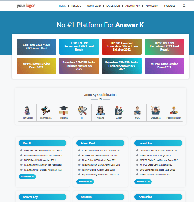 Sarkari Results Readymade Website Desine 2025 Sarkari Results Readymade Website Desine