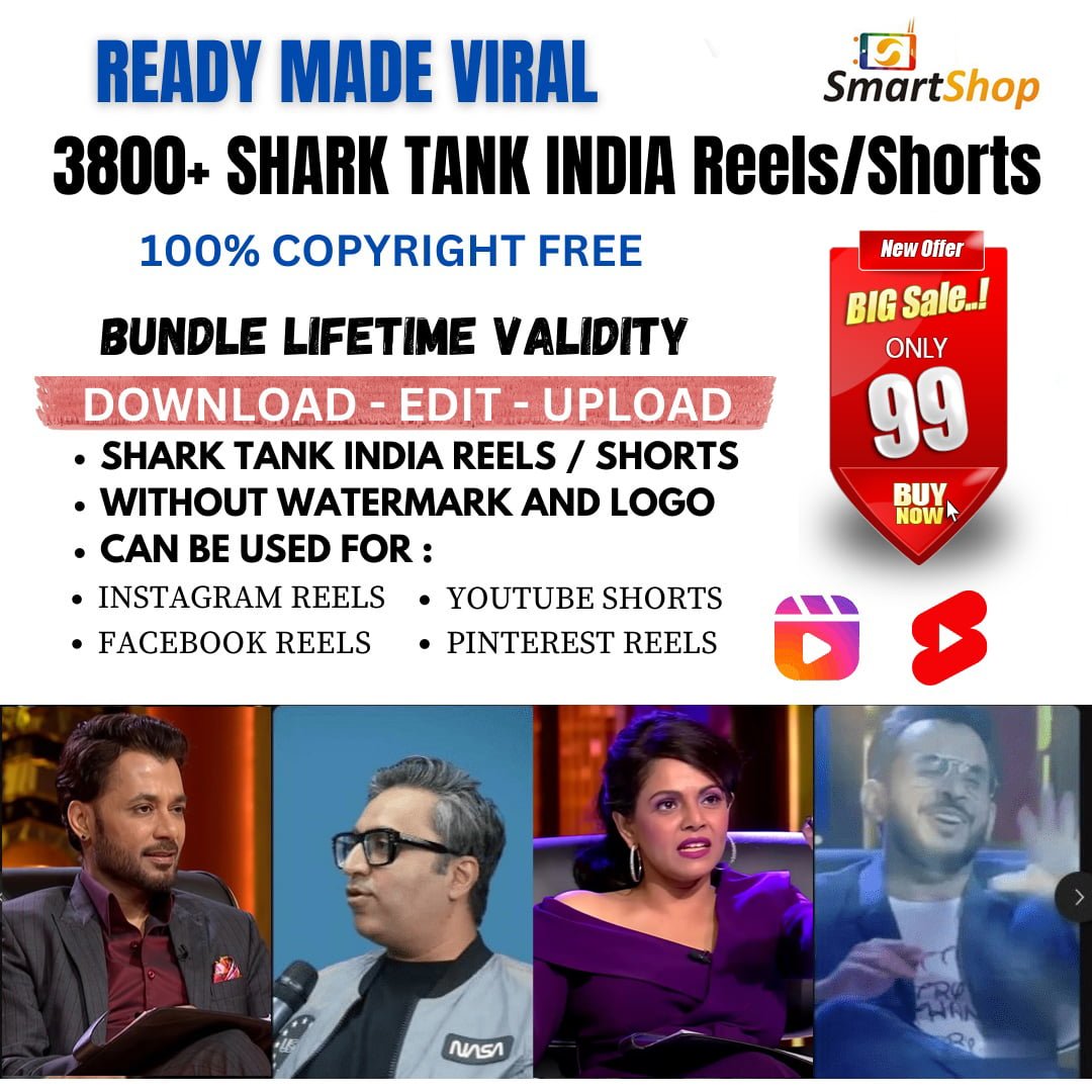 3800+ Shark Tank India Reels Season 1 and 2 Shark Tank India Reels Bundle