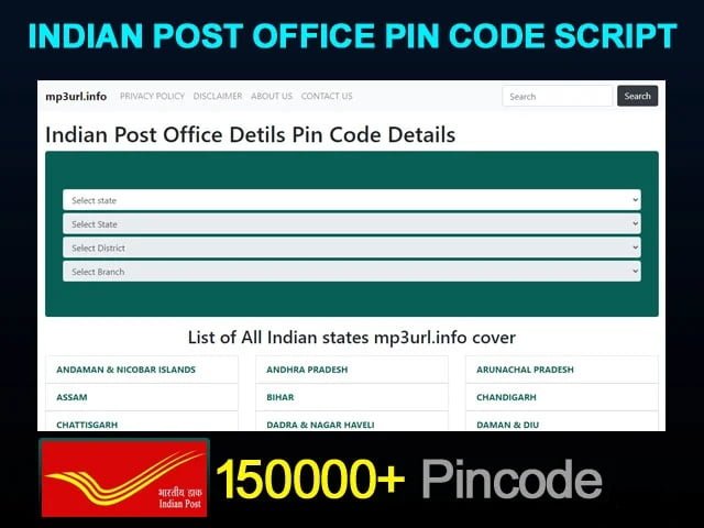 India Post Office Pin Code Script With Database 2025 Indian Post Office Pin Code Php Script